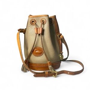Vintage Dooney & Bourke All-Weather Leather Drawstring Bucket Bag | Early 1980s